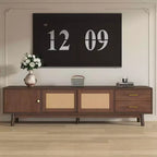 MAYEERTY Mid Century Modern TV Stand for 80 TVs, Entertainment Center with Sliding Doors and Drawers for Living Room