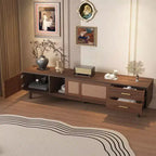 Mueble de TV Moderno de Mediados de Siglo para televisores de 80", Centro de Entretenimiento con Puertas Correderas y Cajones para Sala de Estar