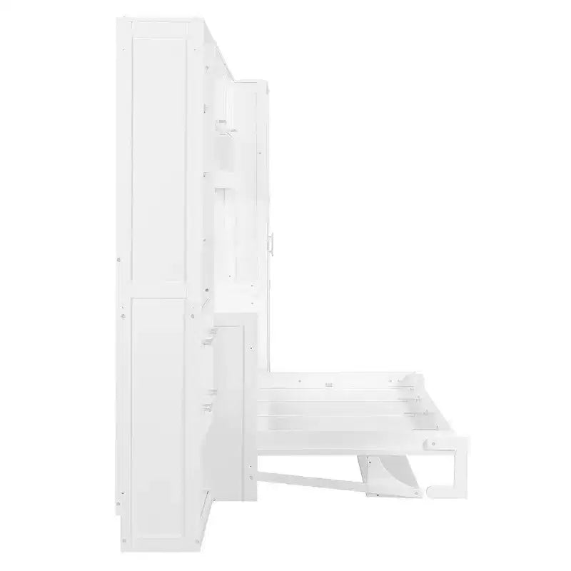 Cama Murphy y Cama de Pared de Tamaño Completo con Armario, Cajones y Estantes
