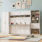 Cama Murphy y Cama de Pared de Tamaño Completo con Armario, Cajones y Estantes