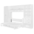 Cama Murphy y Cama de Pared de Tamaño Completo con Armario, Cajones y Estantes