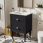 24 Small Bathroom Vanity with Sink, Bathroom Storage Cabinet with Drawers, Black