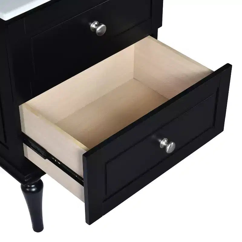 Tocador de baño pequeño de 24 pulgadas con lavabo, mueble de baño con cajones, negro