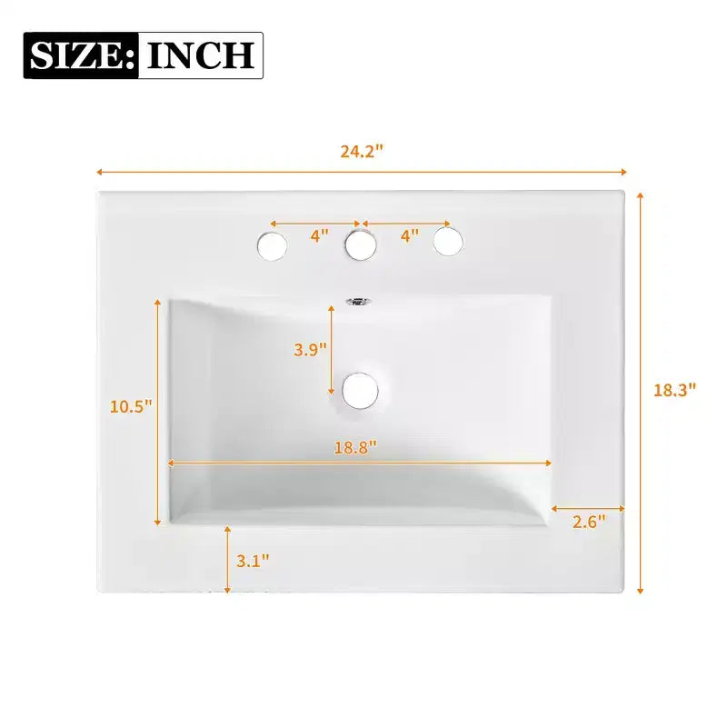 Tocador de baño pequeño de 24 pulgadas con lavabo, mueble de baño con cajones, negro