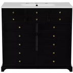 Mueble de baño de 36 pulgadas con lavabo, gabinete de almacenamiento para baño con cajones, tocador de baño de un solo lavabo con puertas de cierre suave