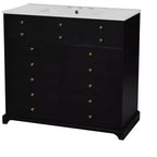 Mueble de baño de 36 pulgadas con lavabo, gabinete de almacenamiento para baño con cajones, tocador de baño de un solo lavabo con puertas de cierre suave