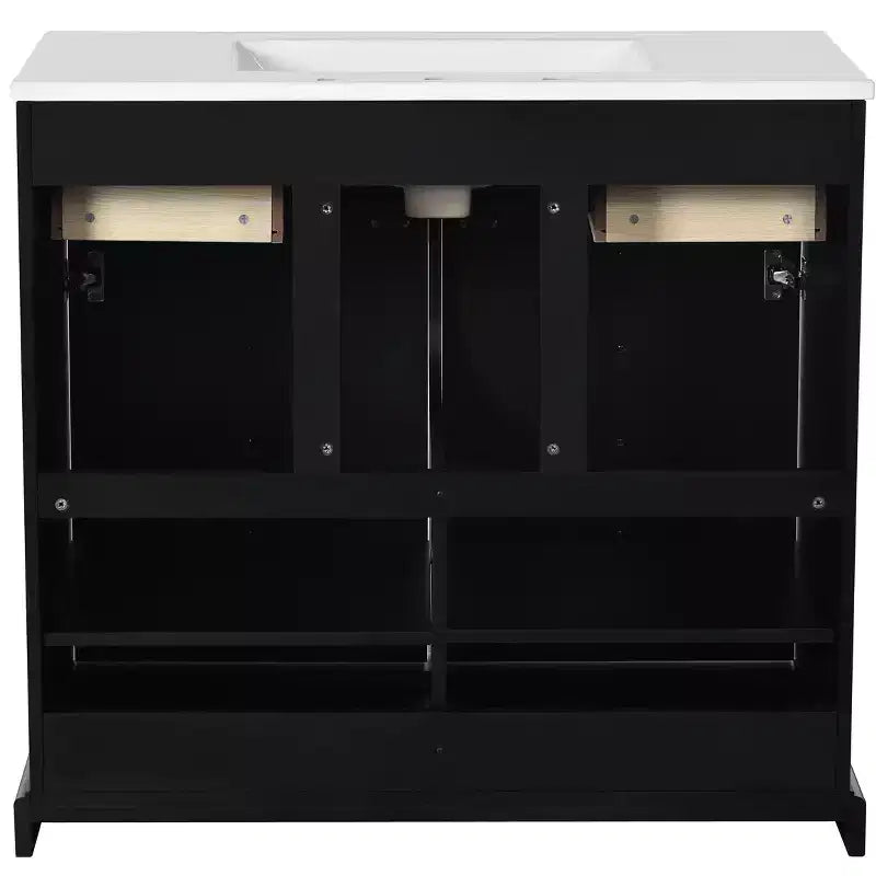 Mueble de baño de 36 pulgadas con lavabo, gabinete de almacenamiento para baño con cajones, tocador de baño de un solo lavabo con puertas de cierre suave