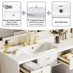 Mueble de baño de 36 pulgadas con lavabo, gabinete de almacenamiento para baño con cajones, tocador de baño de un solo lavabo con puertas de cierre suave