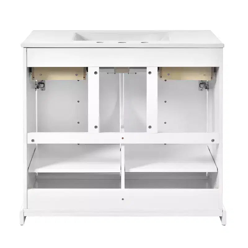 Mueble de baño de 36 pulgadas con lavabo, gabinete de almacenamiento para baño con cajones, tocador de baño de un solo lavabo con puertas de cierre suave