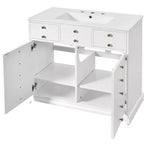 Mueble de baño de 36 pulgadas con lavabo, gabinete de almacenamiento para baño con cajones, tocador de baño de un solo lavabo con puertas de cierre suave