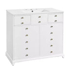 Mueble de baño de 36 pulgadas con lavabo, gabinete de almacenamiento para baño con cajones, tocador de baño de un solo lavabo con puertas de cierre suave