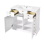 Mueble de baño de 36 pulgadas con lavabo, gabinete de almacenamiento para baño con cajones, tocador de baño de un solo lavabo con puertas de cierre suave