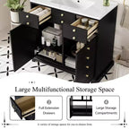 Mueble de baño de 36 pulgadas con lavabo, gabinete de almacenamiento para baño con cajones, tocador de baño de un solo lavabo con puertas de cierre suave