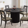 47 Round Dining Table for 4-6, Wooden Kitchen Table with Metal Pedestal Base, Modern Circular Dinner Table, Breakfast Table for Living Room,No Chair