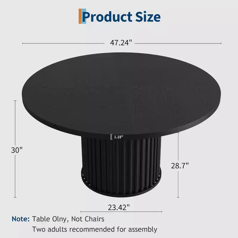 Mesa de Comedor Redonda de 47" para 4-6 personas, Mesa de Cocina de Madera con Base de Pedestal de Metal, Mesa de Cena Circular Moderna, Mesa de Desayuno para Sala de Estar, Sin Sillas