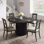 Mesa de Comedor Redonda de 47" para 4-6 personas, Mesa de Cocina de Madera con Base de Pedestal de Metal, Mesa de Cena Circular Moderna, Mesa de Desayuno para Sala de Estar, Sin Sillas