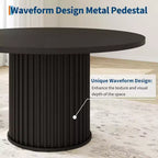 Mesa de Comedor Redonda de 47" para 4-6 personas, Mesa de Cocina de Madera con Base de Pedestal de Metal, Mesa de Cena Circular Moderna, Mesa de Desayuno para Sala de Estar, Sin Sillas