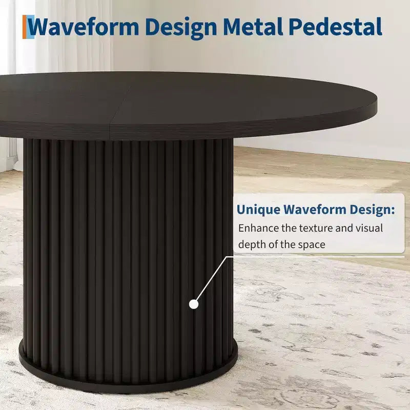 Mesa de Comedor Redonda de 47" para 4-6 personas, Mesa de Cocina de Madera con Base de Pedestal de Metal, Mesa de Cena Circular Moderna, Mesa de Desayuno para Sala de Estar, Sin Sillas