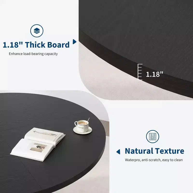 Mesa de Comedor Redonda de 47" para 4-6 personas, Mesa de Cocina de Madera con Base de Pedestal de Metal, Mesa de Cena Circular Moderna, Mesa de Desayuno para Sala de Estar, Sin Sillas