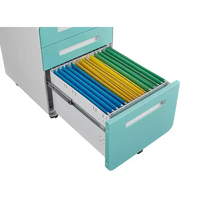 Archivador de 3 cajones con cerradura, armario metálico móvil vertical, archivador bajo escritorio con ruedas, apto para archivos de tamaño carta/A4/legal