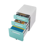 Archivador de 3 cajones con cerradura, armario metálico móvil vertical, archivador bajo escritorio con ruedas, apto para archivos de tamaño carta/A4/legal