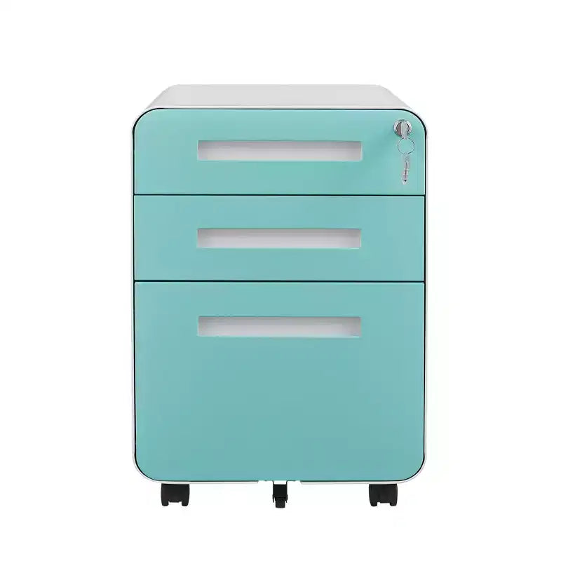 Archivador de 3 cajones con cerradura, armario metálico móvil vertical, archivador bajo escritorio con ruedas, apto para archivos de tamaño carta/A4/legal