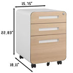 Archivador de 3 cajones con cerradura, armario metálico móvil vertical, archivador bajo escritorio con ruedas, apto para archivos de tamaño carta/A4/legal