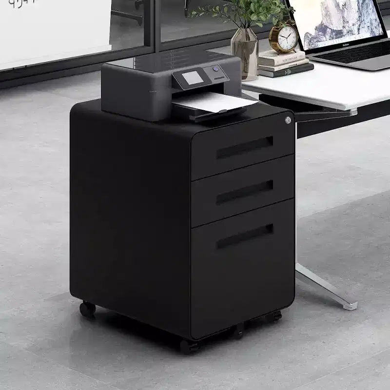 Archivador de 3 cajones con cerradura, armario metálico móvil vertical, archivador bajo escritorio con ruedas, apto para archivos de tamaño carta/A4/legal