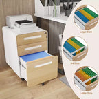 Archivador de 3 cajones con cerradura, armario metálico móvil vertical, archivador bajo escritorio con ruedas, apto para archivos de tamaño carta/A4/legal