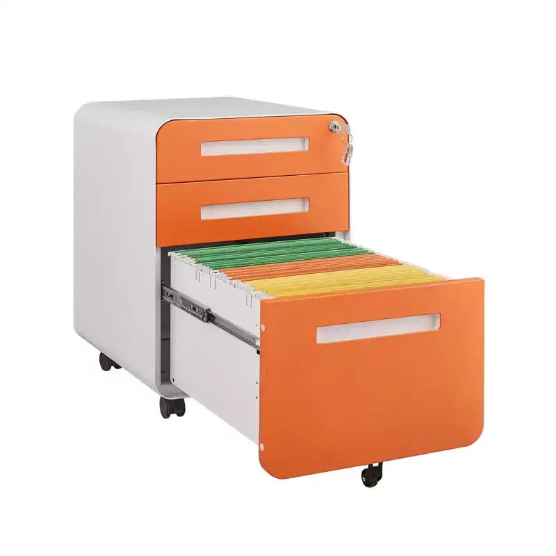 Archivador de 3 cajones con cerradura, armario metálico móvil vertical, archivador bajo escritorio con ruedas, apto para archivos de tamaño carta/A4/legal