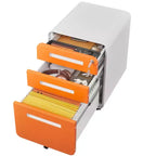 Archivador de 3 cajones con cerradura, armario metálico móvil vertical, archivador bajo escritorio con ruedas, apto para archivos de tamaño carta/A4/legal