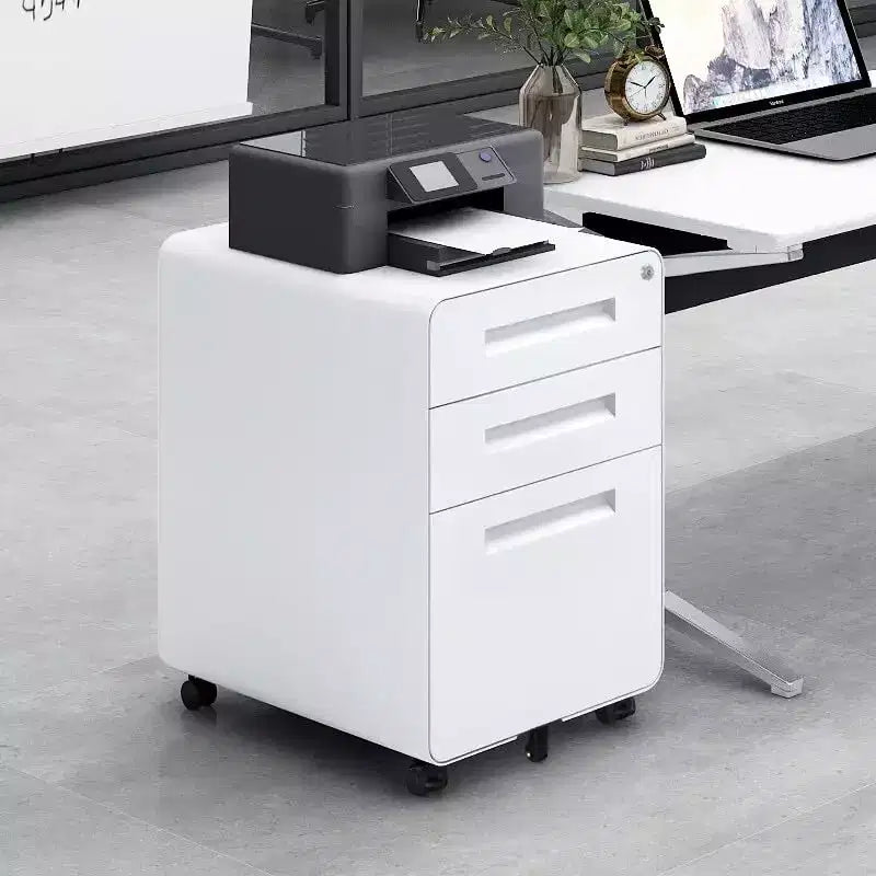 Archivador de 3 cajones con cerradura, armario metálico móvil vertical, archivador bajo escritorio con ruedas, apto para archivos de tamaño carta/A4/legal