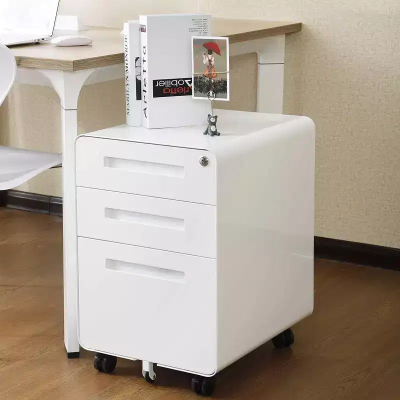 Archivador de 3 cajones con cerradura, armario metálico móvil vertical, archivador bajo escritorio con ruedas, apto para archivos de tamaño carta/A4/legal