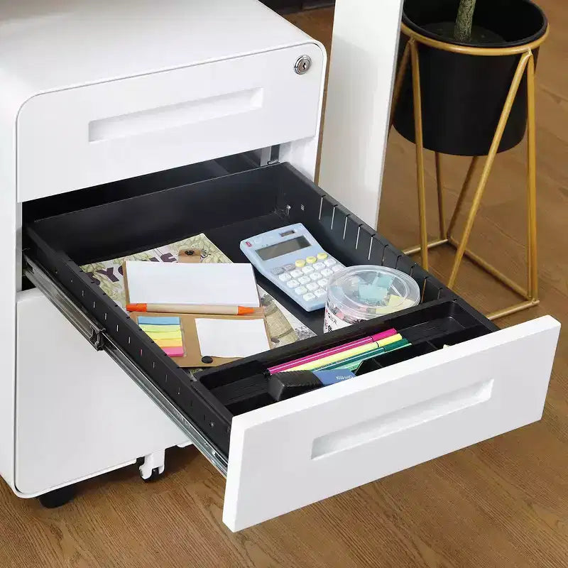 Archivador de 3 cajones con cerradura, armario metálico móvil vertical, archivador bajo escritorio con ruedas, apto para archivos de tamaño carta/A4/legal