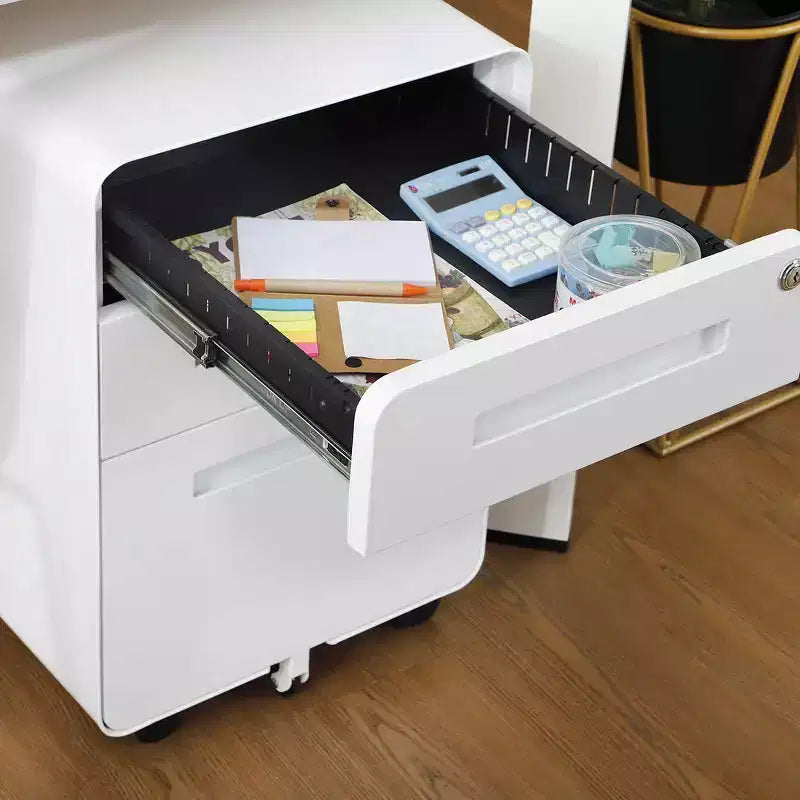 Archivador de 3 cajones con cerradura, armario metálico móvil vertical, archivador bajo escritorio con ruedas, apto para archivos de tamaño carta/A4/legal