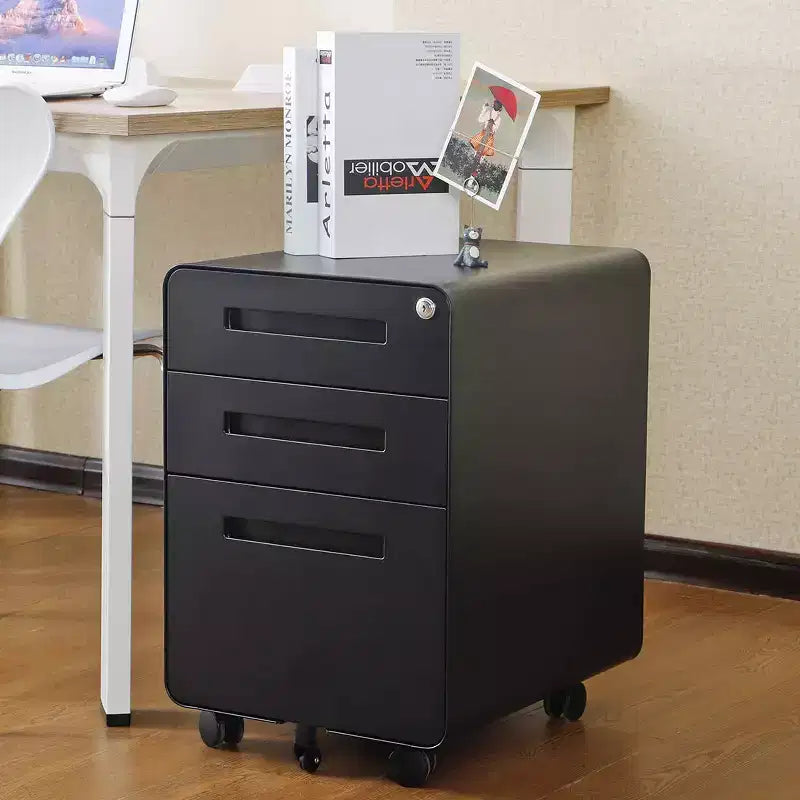 Archivador de 3 cajones con cerradura, armario metálico móvil vertical, archivador bajo escritorio con ruedas, apto para archivos de tamaño carta/A4/legal