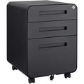 3 Drawer File Cabinet with Lock, Mobile Metal Vertical Filing Cabinet, Under Desk Storage Cabinet with Wheels, Fit Letter/A4/Legal Size File