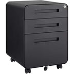 3 Drawer File Cabinet with Lock, Mobile Metal Vertical Filing Cabinet, Under Desk Storage Cabinet with Wheels, Fit Letter/A4/Legal Size File