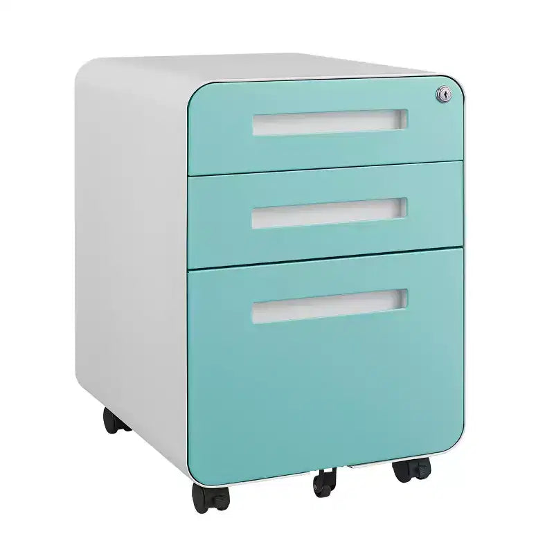 Archivador de 3 cajones con cerradura, armario metálico móvil vertical, archivador bajo escritorio con ruedas, apto para archivos de tamaño carta/A4/legal