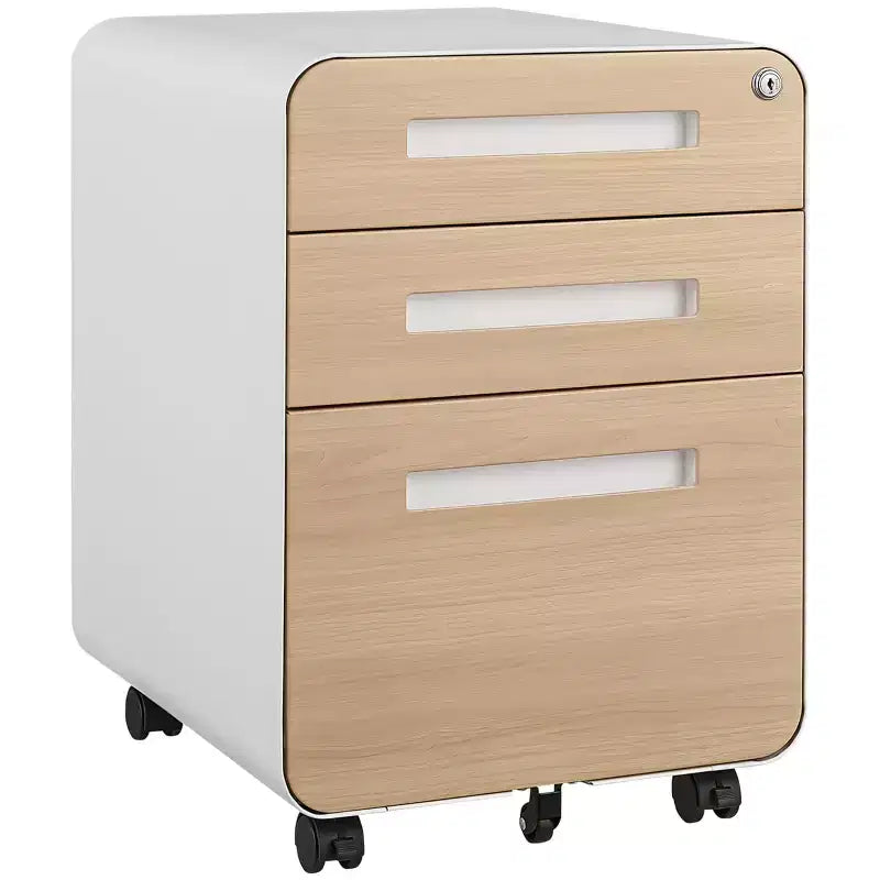 Archivador de 3 cajones con cerradura, armario metálico móvil vertical, archivador bajo escritorio con ruedas, apto para archivos de tamaño carta/A4/legal