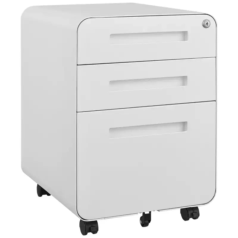 Archivador de 3 cajones con cerradura, armario metálico móvil vertical, archivador bajo escritorio con ruedas, apto para archivos de tamaño carta/A4/legal