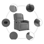 Sillón reclinable orejero ajustable, tela de poliéster gris oscuro, reclinación de 135°, cine en casa