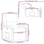 Sillón reclinable orejero ajustable, tela de poliéster gris oscuro, reclinación de 135°, cine en casa