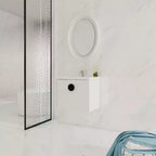 Mueble de baño suspendido con lavabo, cajones de almacenamiento, mueble de tocador flotante de contrachapado, armario de baño de pared blanco brillante