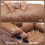 Sillón reclinable manual extra ancho con masaje y calor, sillón deslizante de cuero sintético con portavasos para sala de estar, negro/marrón/marrón oscuro