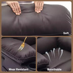 Sillón reclinable manual extra ancho con masaje y calor, sillón deslizante de cuero sintético con portavasos para sala de estar, negro/marrón/marrón oscuro