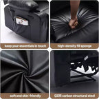 Sillón reclinable manual extra ancho con masaje y calor, sillón deslizante de cuero sintético con portavasos para sala de estar, negro/marrón/marrón oscuro