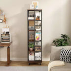 GDFStudio Jelor 66.14H Modern 5-Tier 360 Rotating Narrow Bookshelf