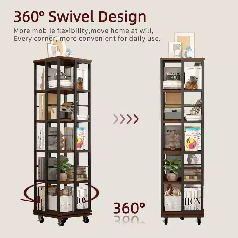 Estantería estrecha giratoria de 360° y 5 niveles de 168 cm