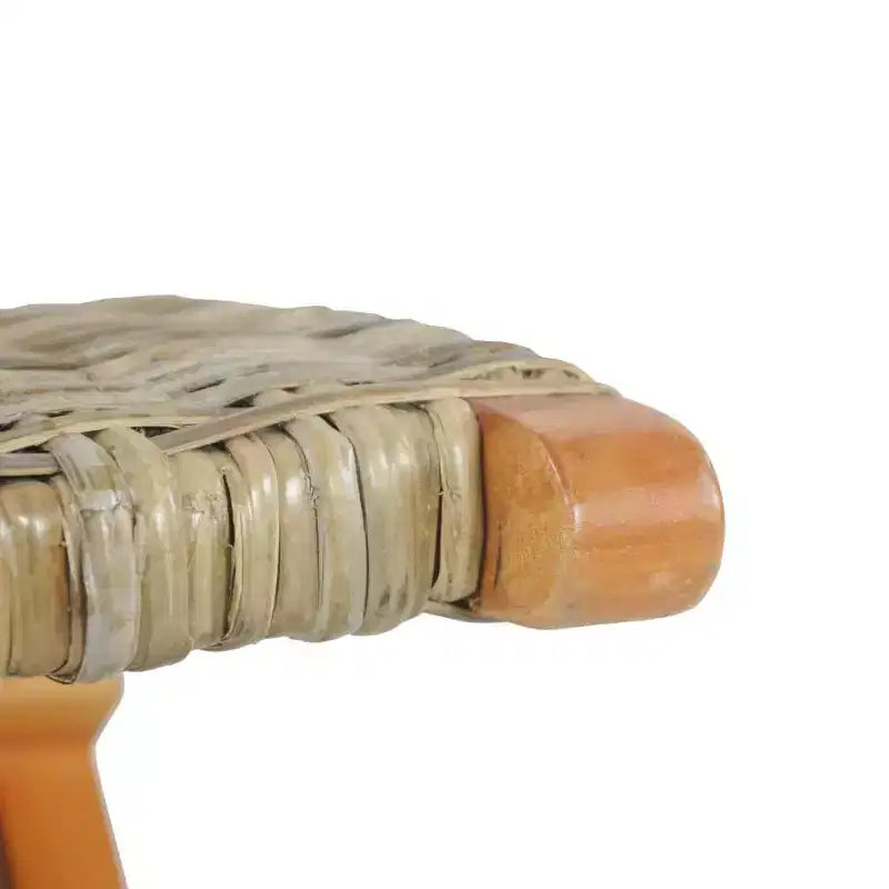 Sillón Accent para Camping, Ratán Kubu Natural y Madera Maciza de Caoba - Blanco